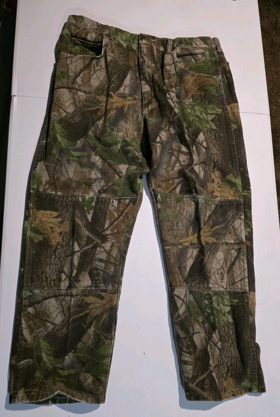 Y2K Wrangler Realtree Hardwoods Camouflage Double Knee Pants 38x30 Outdoor Hunt